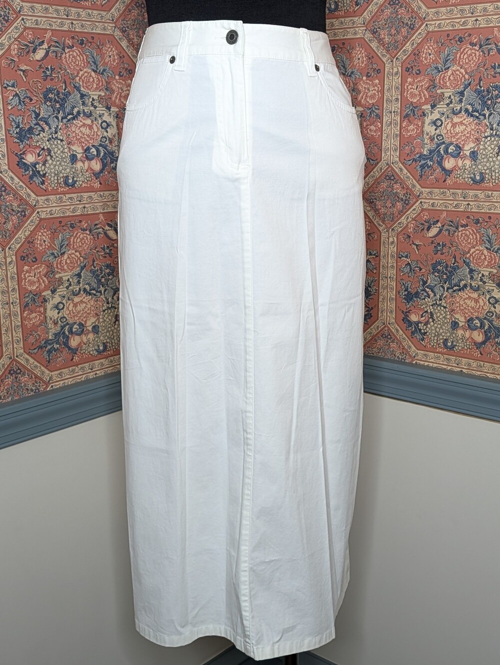 Talbots White Midi Skirt with Center Seams